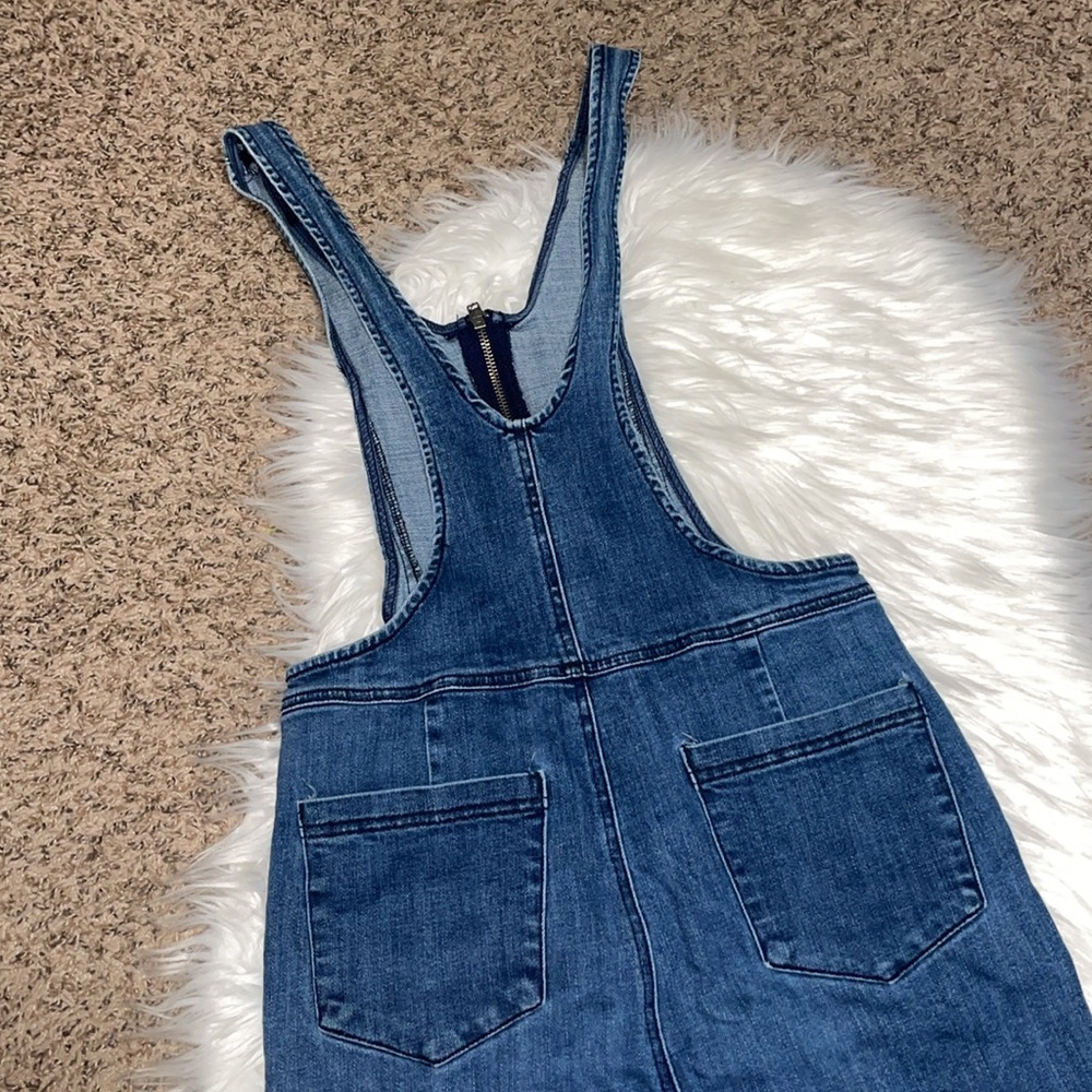 Free People Jax Blue Denim Jumpsuit/ Overalls with Front Zipper - Picture 6 of 9